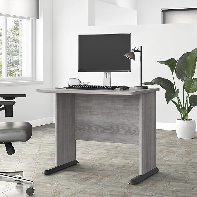 Bush Business Furniture Studio A Small Computer Desk, Commercial-Grade Gaming and Work Table for Home or Professional Office, 36W, Platinum Gray - LeafyLoom