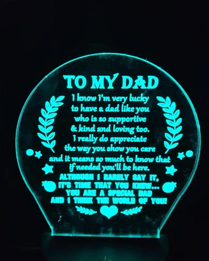 3D lamp Dad Gifts from Daughter Son, Father's birthday Gift Night Light, 7 Colors Engraved Thanksgiving Day Gift for Dad,to My Dad Birthday Gifts from Kids, Idea for Fathers Day - LeafyLoom