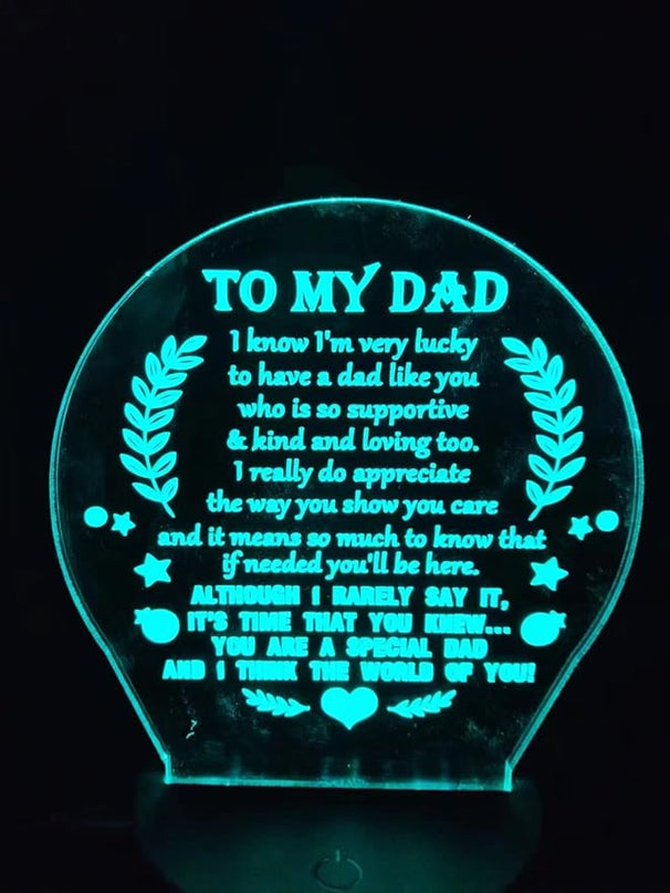3D lamp Dad Gifts from Daughter Son, Father's birthday Gift Night Light, 7 Colors Engraved Thanksgiving Day Gift for Dad,to My Dad Birthday Gifts from Kids, Idea for Fathers Day - LeafyLoom