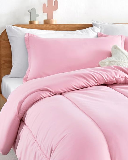 SLEEP ZONE Kids Pink Bedding Twin Comforter Set - Super Soft & Cute Printed 2-Piece Comforter Set All Seasons for Girls, Fade Resistant, Machine Washable, Ballet Pink - LeafyLoom