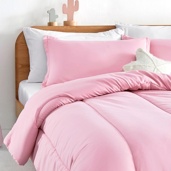 SLEEP ZONE Kids Pink Bedding Twin Comforter Set - Super Soft & Cute Printed 2-Piece Comforter Set All Seasons for Girls, Fade Resistant, Machine Washable, Ballet Pink - LeafyLoom