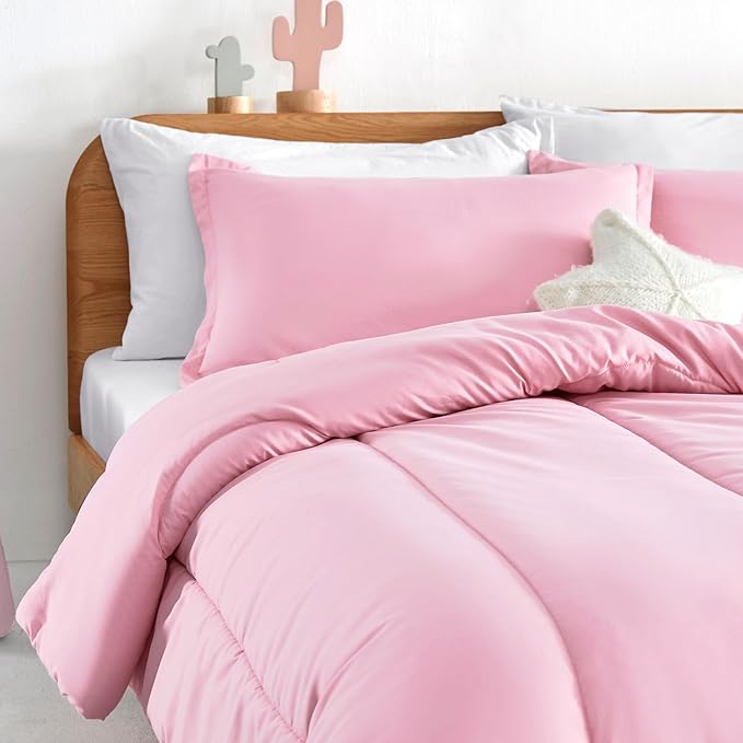 SLEEP ZONE Kids Pink Bedding Comforter Set Full/Queen Size - Super Soft & Cute Printed 3-Piece Comforter Set All Seasons for Girls, Fade Resistant, Machine Washable, Ballet Pink - LeafyLoom