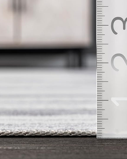 nuLOOM Kami Abstract Curves Machine Washable Ultra Thin Area Rug, 3' x 5', Light Grey - LeafyLoom