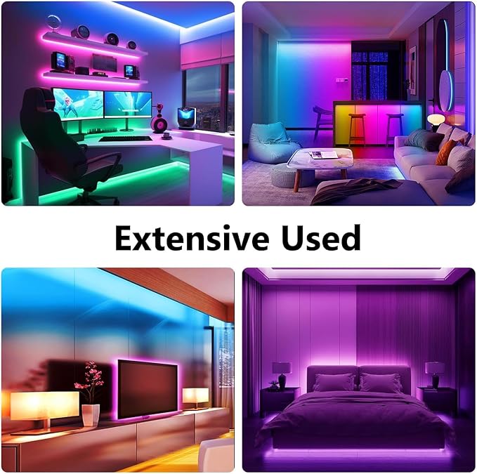 phopollo RGB Smart LED Strip Lights, 32.8ft (2 Rolls of 16.4ft) LED Lights for Bedroom, APP Control, Multiple Colors on One Line, Color Changing Strip Lighting Music Sync, USB Powered Phopollo