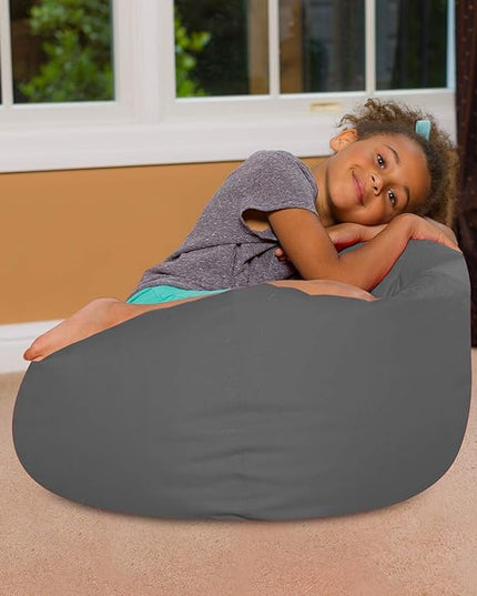 Posh Creations Bean Bag Chair for Kids, Teens, and Adults Includes Removable and Machine Washable Cover, Heather Gray, 27in - Medium - LeafyLoom