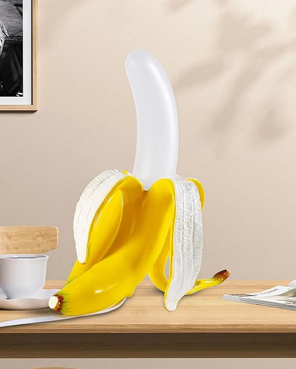 Modern Banana Table Lamp, Desk Lamp,Led Night Light Baking Finish Resin Banana Lighting Fixture for Living Room, Bedroom,Home Office,Kids Room (Standing) - LeafyLoom