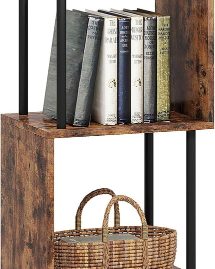 3 Tier Modern Bookshelf, S-Shaped Bookcase,Small Book Shelf for Small Spaces, Unique Bookshelf for Storage Organizer Living Room Bedroom Home Office - LeafyLoom