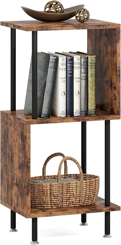 3 Tier Modern Bookshelf, S-Shaped Bookcase,Small Book Shelf for Small Spaces, Unique Bookshelf for Storage Organizer Living Room Bedroom Home Office - LeafyLoom