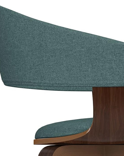 SIMPLIHOME Lowell Mid Century Modern Bentwood Dining Chair in Light Turquoise Blue Linen Look Fabric, For the Dining Room - LeafyLoom