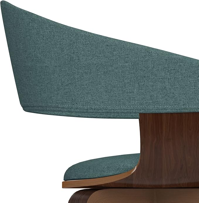 SIMPLIHOME Lowell Mid Century Modern Bentwood Dining Chair in Light Turquoise Blue Linen Look Fabric, For the Dining Room - LeafyLoom
