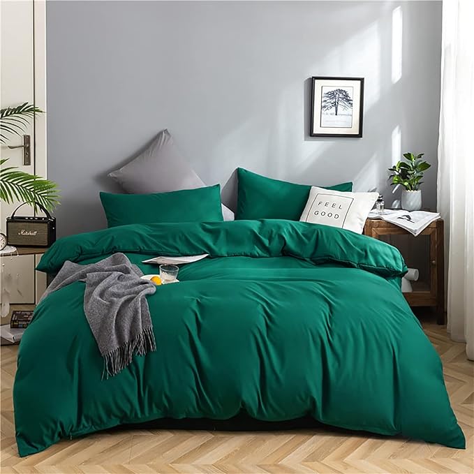 Solid Green Comforter Set Full Pure Emerald Green Soft Lightweight Green Beddig Quilt Set for Men Women Teens Adult Durable Green Full Blanket(Full(80''x90''), Green Comforter) - LeafyLoom
