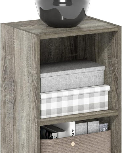 Furinno Luder Bookcase / Book / Storage, 2-Tier Cube, French Oak - LeafyLoom