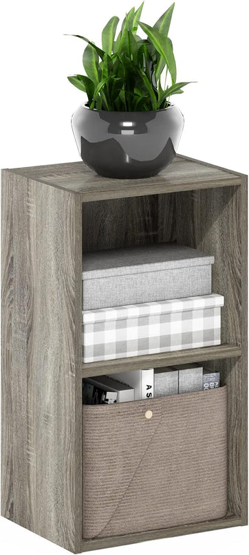 Furinno Luder Bookcase / Book / Storage, 2-Tier Cube, French Oak - LeafyLoom