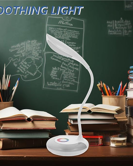 LED Gooseneck Desk Lamp, Office Desktop Lamp 3 Dimming Level, Touch Control, Battery Charging Table Lamp Adjustable Study Desk Lamp, Energy Saving Lamp Reading Light - LeafyLoom