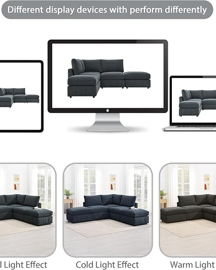 93" Sectional Couch with Convertible Ottomans, 5-Seat Armless Modular Sofa with Vertical Stripes, Freely Combinable Couch Sectionals for Living Room, Apartment - LeafyLoom