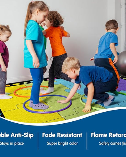 Booooom Jackson Classroom Rug Elementary Classroom Carpet 6'5"x8'5"Preschool Rugs Colorful Puzzle Seating Rug with Non-Slip Backing School Classroom Kid Rug (PzPK-2620)(PzPK-2620) - LeafyLoom