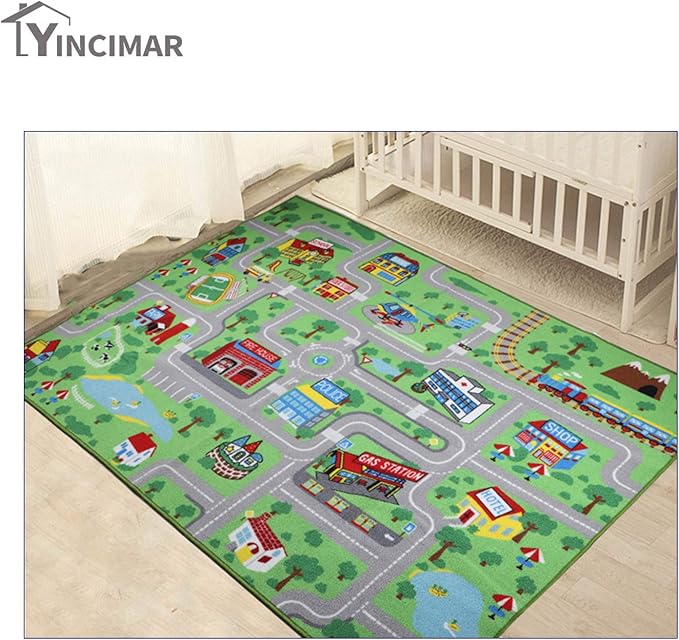 Kids Carpet Playmat Rug,6.6x5.0 ft Extra Large City Life Carpet Learning Exercise Mat Educational Car Rug Play Game Rug for Baby Toddler Boy Bedroom Playroom - LeafyLoom