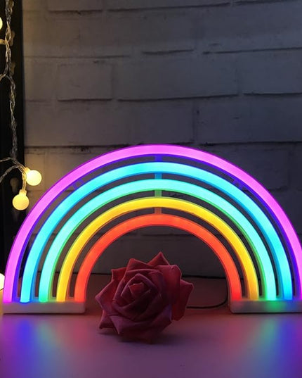 QiaoFei Rainbow Light Signs for Kids Gift LED Rainbow Neon Signs Rainbow Lamp for Wall Decor Bedroom Decorations Home Accessories Party Holiday Battery or USB Operated Table Night Lights - LeafyLoom