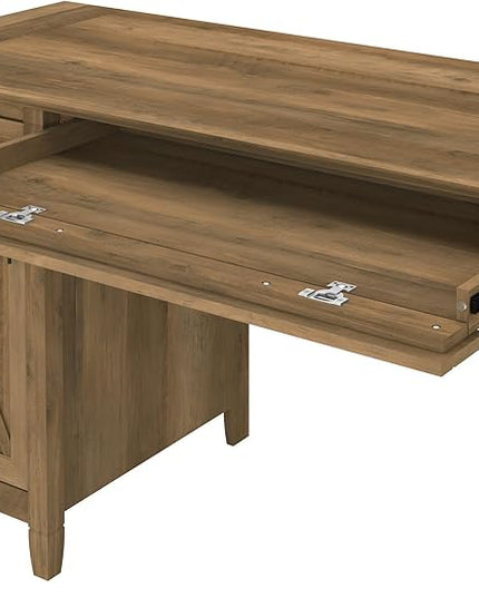 Bush Furniture Key West Computer Desk with Storage | Small for Home Office | Modern Farmhouse, 54W, Reclaimed Pine - LeafyLoom