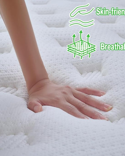 Queen Mattress,14 Inch Gel Memory Foam Hybrid Mattress in a Box,Motion Isolation Individually Pocket Innerspring ,Pressure Relief,Back Pain Relief,Breathable,Medium Firm,Non-Fiberglass Mattress - LeafyLoom
