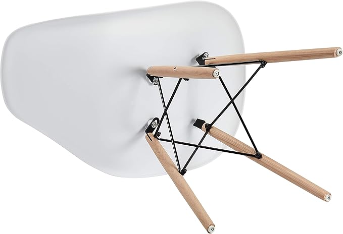 CangLong Modern White Dining Chairs with Shell Lounge Plastic Seat and Beech Wood Legsfor Dining room,living room,Set of 4 - LeafyLoom