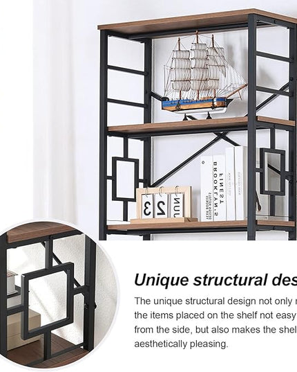 HOMISSUE Tall Bookshelf, Industrial 7-Tier Bookshelf with Unique Design, Open Bookshelves and Bookcases, Freestanding Book Shelf Bookcase for Living Room, Home Office and Bedroom, Rustic Brown - LeafyLoom
