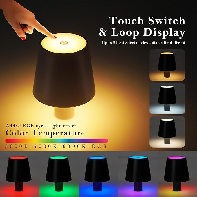 4Pack LED Wine Bottle Lamp, RGB 5 Modes & CCT Modes Table Lamp, IP54 Waterproof Bottle lamp, Touch Control Portable Desk Lamp for Club/Restaurant/Prom/Party/Bar (Black) - LeafyLoom