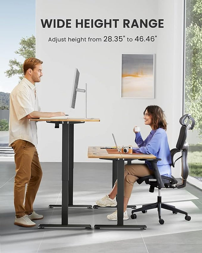 ErGear Height Adjustable Electric Standing Desk, 63 x 28 Inches Sit Stand up Desk, Memory Computer Home Office Desk (Vintage Brown) - LeafyLoom