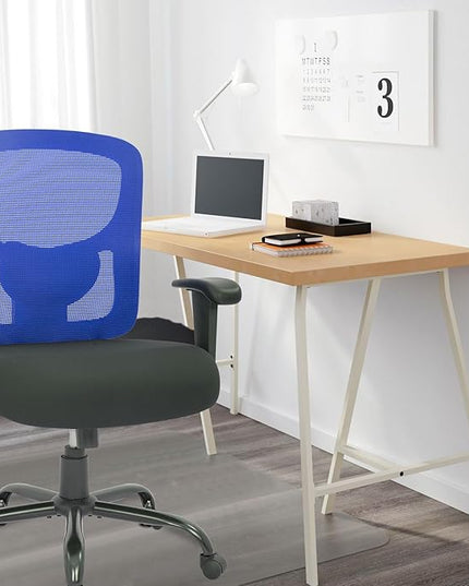 BestOffice Big and Tall Office Chair 400lbs Desk Chair Mesh Computer Chair with Lumbar Support Wide Seat Adjust Arms Rolling Swivel High Back Task Executive Ergonomic Chair for Home Office (Blue) - LeafyLoom