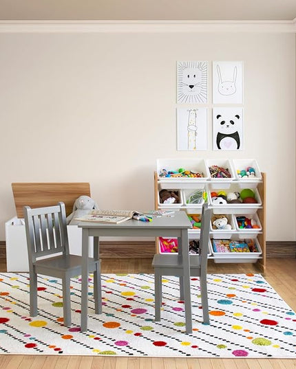 Humble Crew, Natural Wood/White Kids Toy Organizer with 12 Storage Bins - LeafyLoom