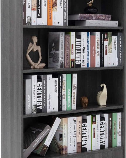 Farini Grey Bookshelf for Bedroom 4 Shelf Office Bookcase 48 Inches Tall Modern Wood Bookshelf for Living Room 4 Tier Wide Manga Bookshelf Library Bookcase - LeafyLoom