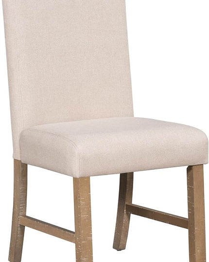 5-Piece Retro Style Dining Set with Extendable Round Table and 4 Upholstered Chairs for Kitchen, Living Room, Wood, 42"-58" L x 42" W x 30" H, Natural Wash - LeafyLoom