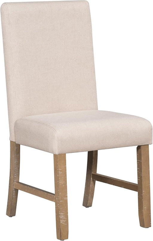 5-Piece Retro Style Dining Set with Extendable Round Table and 4 Upholstered Chairs for Kitchen, Living Room, Wood, 42"-58" L x 42" W x 30" H, Natural Wash - LeafyLoom