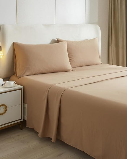 HighBuy Twin XL Size Sheet Sets Camel Beige - 3 Piece Bed Sheets and Pillowcase Set for Twin XL Bed Mattress - Cooling Sheets Soft Deep Pocket Sheets,Fitted Sheets,Twin XL Bed Sheets,Camel Beige - LeafyLoom