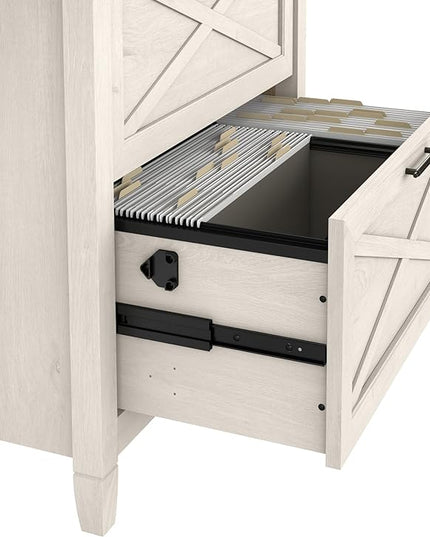 Bush Furniture Key West 2 Drawer Lateral File Cabinet in Linen White Oak | Document Storage for Home Office | Accent Chest with Drawers - LeafyLoom