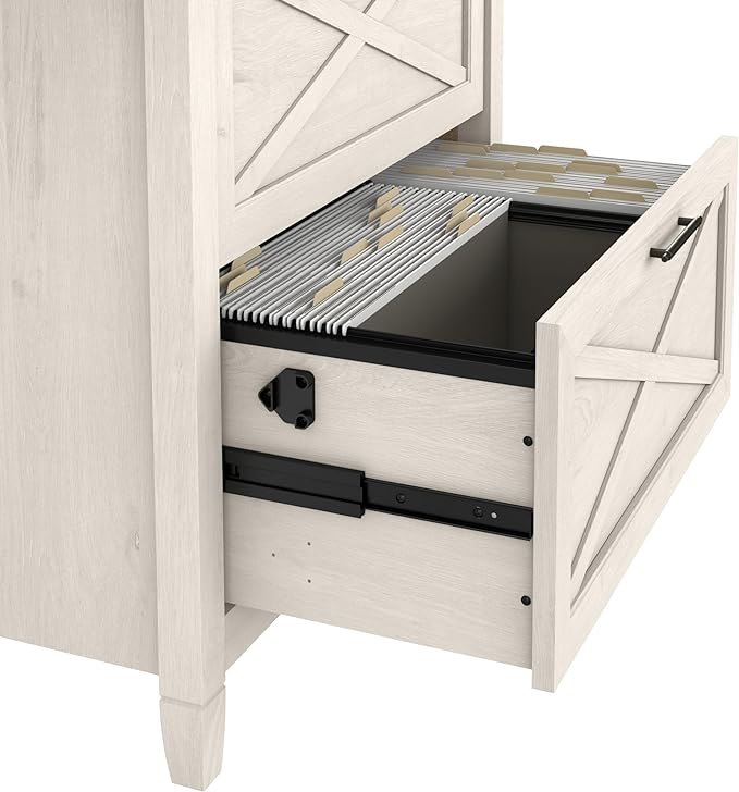 Bush Furniture Key West 2 Drawer Lateral File Cabinet in Linen White Oak | Document Storage for Home Office | Accent Chest with Drawers - LeafyLoom