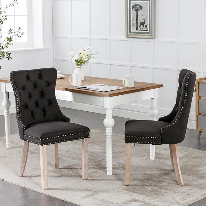 NicBex Haerin-SD-00111-LWJ Dining Chairs, 25.5"x19.7"x37.4", Natural Black - LeafyLoom