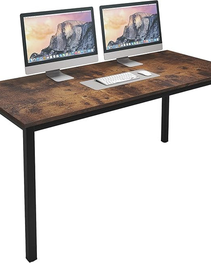 sogesfurniture 55.1 inches Office Desk Computer Desk Gaming Desk Computer Table Sturdy Writing Workstation for Home Office, Brown - LeafyLoom