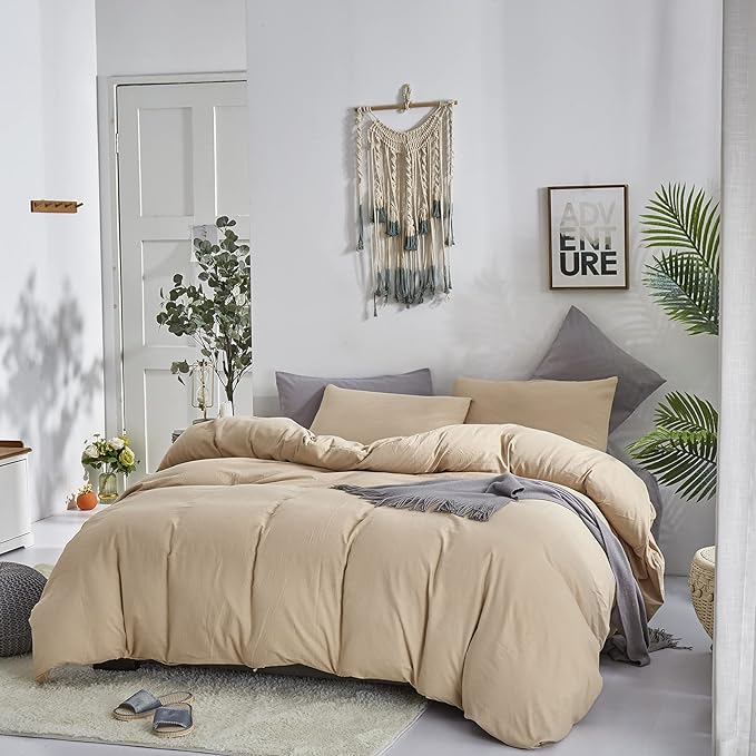 Champagne Comforter Set Cal King Solid Champagne Bedding Set Lightweight Women Soft Champagne Blanket 3 PCs Durable Light Khaki Colored Comforter Set Cal King Breathable Bed Comforter Set - LeafyLoom