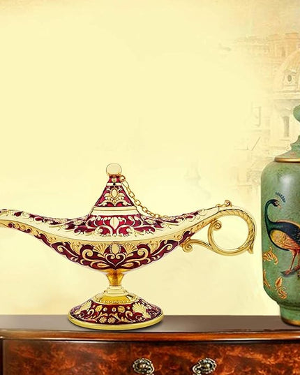 Vintage Legend Aladdin Lamp Magic Genie Wishing Light,Collectable Rare Classic Arabian Costume Props Lamp Tabletop Decor Crafts for Home/Wedding Decoration&Gift for Party/Halloween/Birthday - LeafyLoom