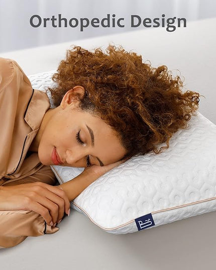 BedStory Memory Foam Pillow Queen - Medium Firm Gel Foam Pillows for Sleeping - Orthopedic Queen Size Bed Pillows for Neck Pain - Stomach & Back Sleepers - LeafyLoom