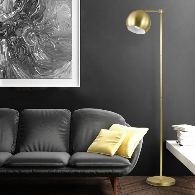 Globe Electric 12915 Molly 60" Floor Lamp, Gold, Satin Finish, In-Line On-Off Switch - LeafyLoom