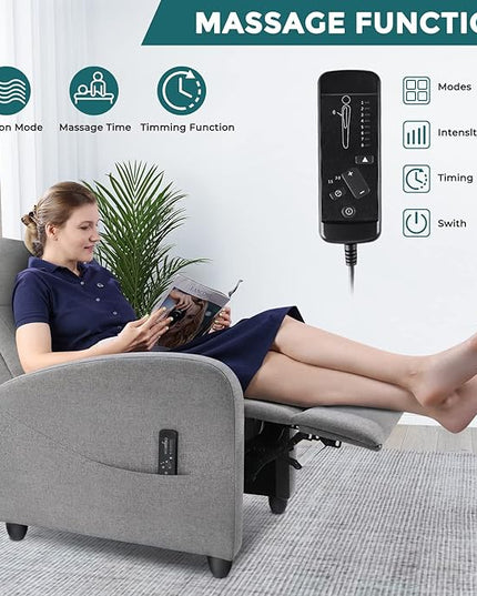 SMUG Recliner Chair for Adults, Massage Reclining Chair for Living Room, Adjustable Modern Recliners Chair, Home Theater Seating Single Sofa Recliner with PU Leather Padded Seat Backrest (Deep Grey) - LeafyLoom