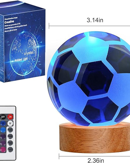 Large 3D Soccer Ball Night Light, Soccer Lamp 16 Color Changing with Remote Control for Bedroom Decor, Cool Desk Decor Gift for Teens Boys, Football - LeafyLoom