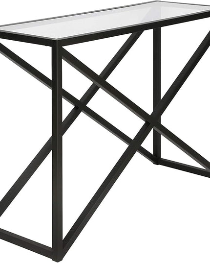 Calix 42'' Wide Rectangular Console Table in Blackened Bronze - LeafyLoom