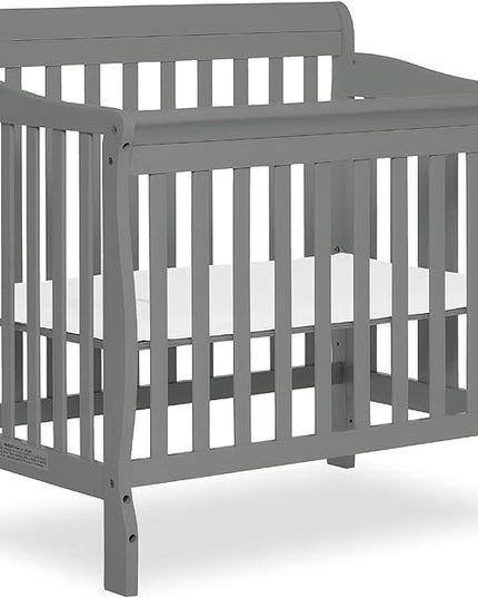 Aden 4-in-1 Convertible Mini Crib In Steel Grey, Greenguard Gold Certified, Non-Toxic Finish, New Zealand Pinewood, With 3 Mattress Height Settings - LeafyLoom