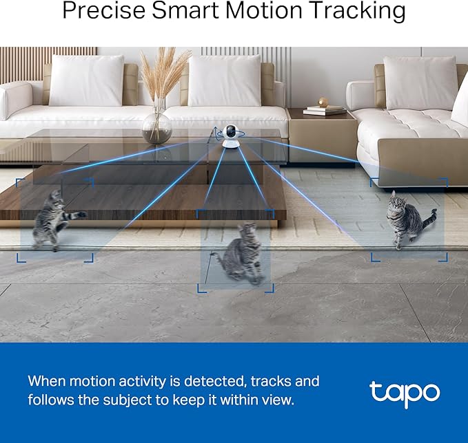 TP-Link Tapo 2K QHD Pan/Tilt Security Camera for Pet Camera, Baby Monitor, Motion Detection, Motion Tracking, 2-Way Audio, Night Vision, Cloud &SD Card Storage, Works w/Alexa & Google Home(Tapo C220) Tapo