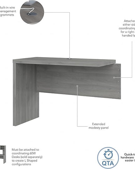 Bush Business Furniture Echo Desk Return/Bridge, Modern Gray - LeafyLoom