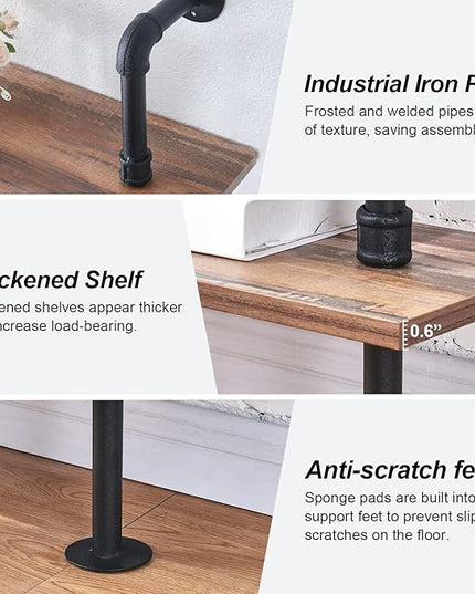 HOMBAZAAR Industrial Bookshelf, 5-Tier Industrial Pipe Bookshelf, Wall Mounted Ladder Shelves with Metal Frame for Home Office, Living Room, Oak Brown - LeafyLoom