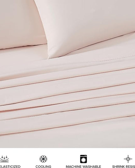 UGG 01335 Alahna King Bed Sheets and Pillowcases 4-Piece Set Sleep in Luxury Machine Washable Deep Pockets Wrinkle-Resistant Breathable Cozy Comfort Silky Cooling Sheets, King, Shell - LeafyLoom